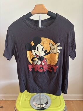 Disney Black  Tee with Yellow & Red Mickey Graphic worn once